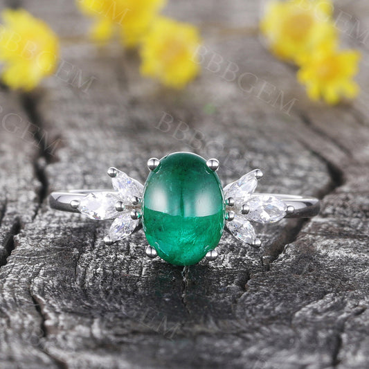 14K/18K Gold Fiorella Natural Emerald Diamond Ring