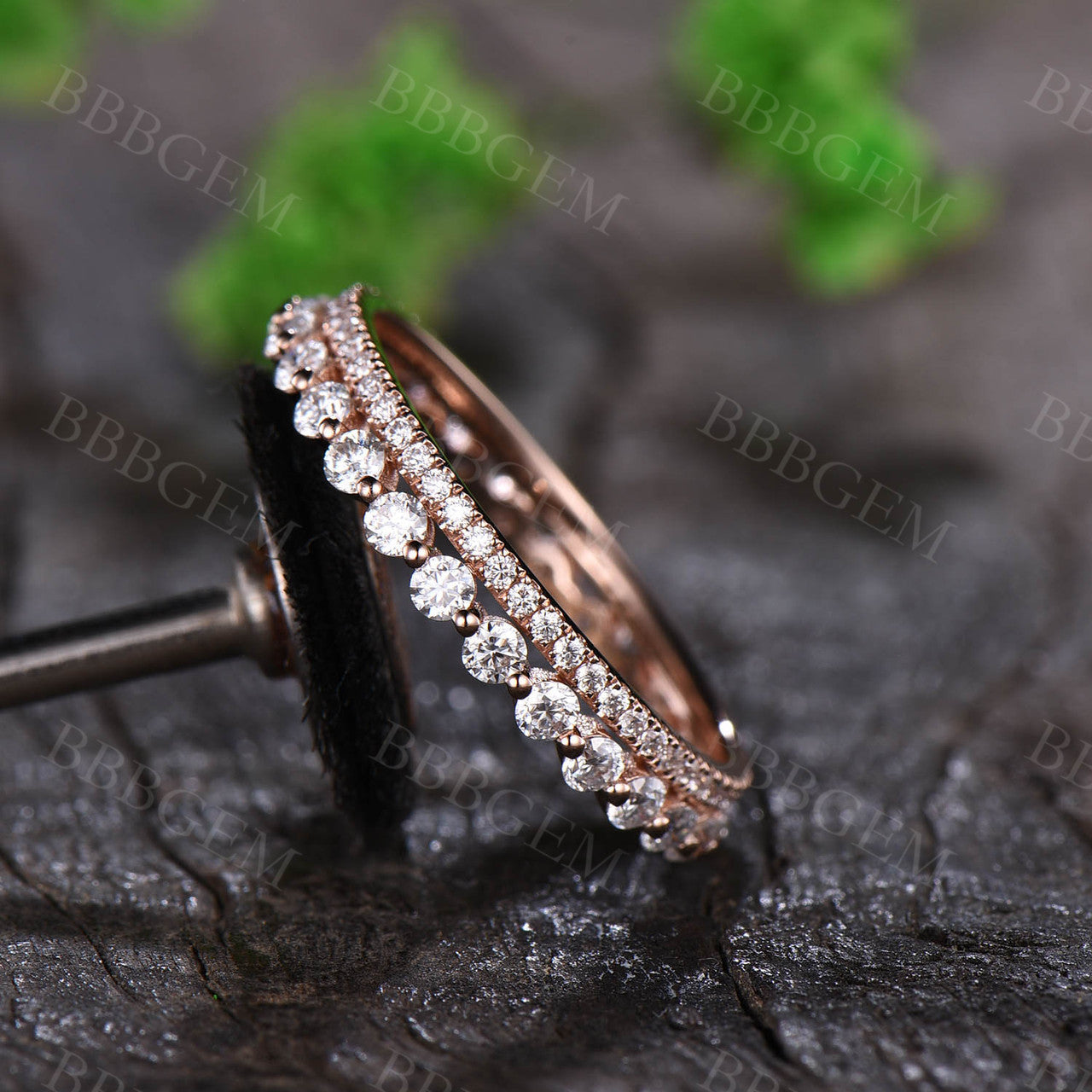 2MM Moissanite Full Eternity Band Solid Yellow Gold Antique Ring for Women