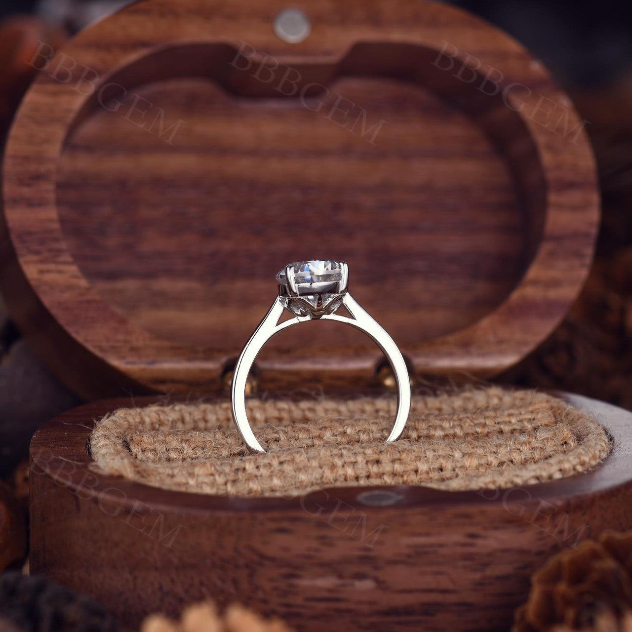 2 Carat Pear Shaped Moissanite Engagement Ring Solitaire Cathedral Without Accents