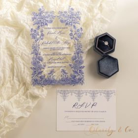 Vintage Lavender Bloom Wildflower Border Acrylic Wedding Invitations CAX169