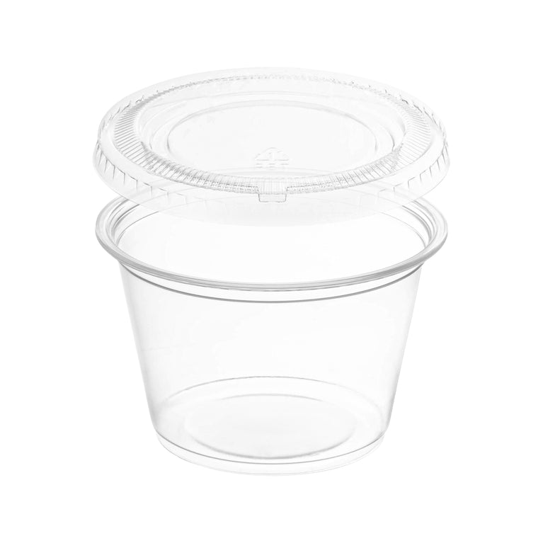 2oz Clear Plastic Disposable Souffle Cups with Lids