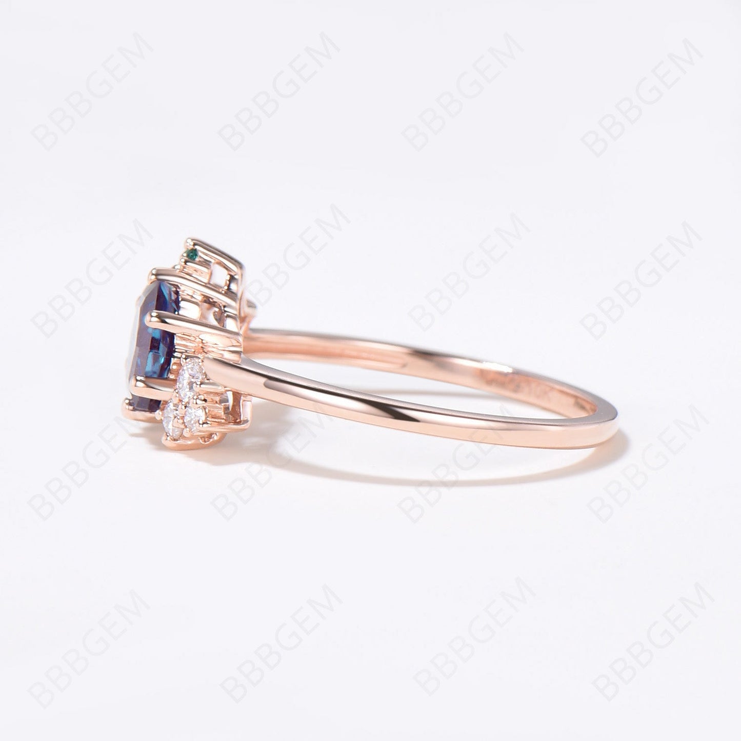 June Birthstone Ring Hexagon Cut Cluster Color Change Alexandrite Engagement Ring Vintage 14k Gold Moissanite Emerald Promise Ring