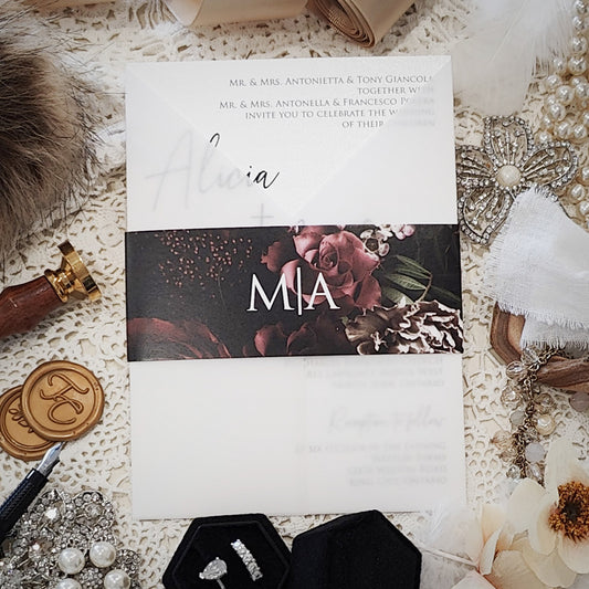 Vellum Wrap Wedding Invitation 3206