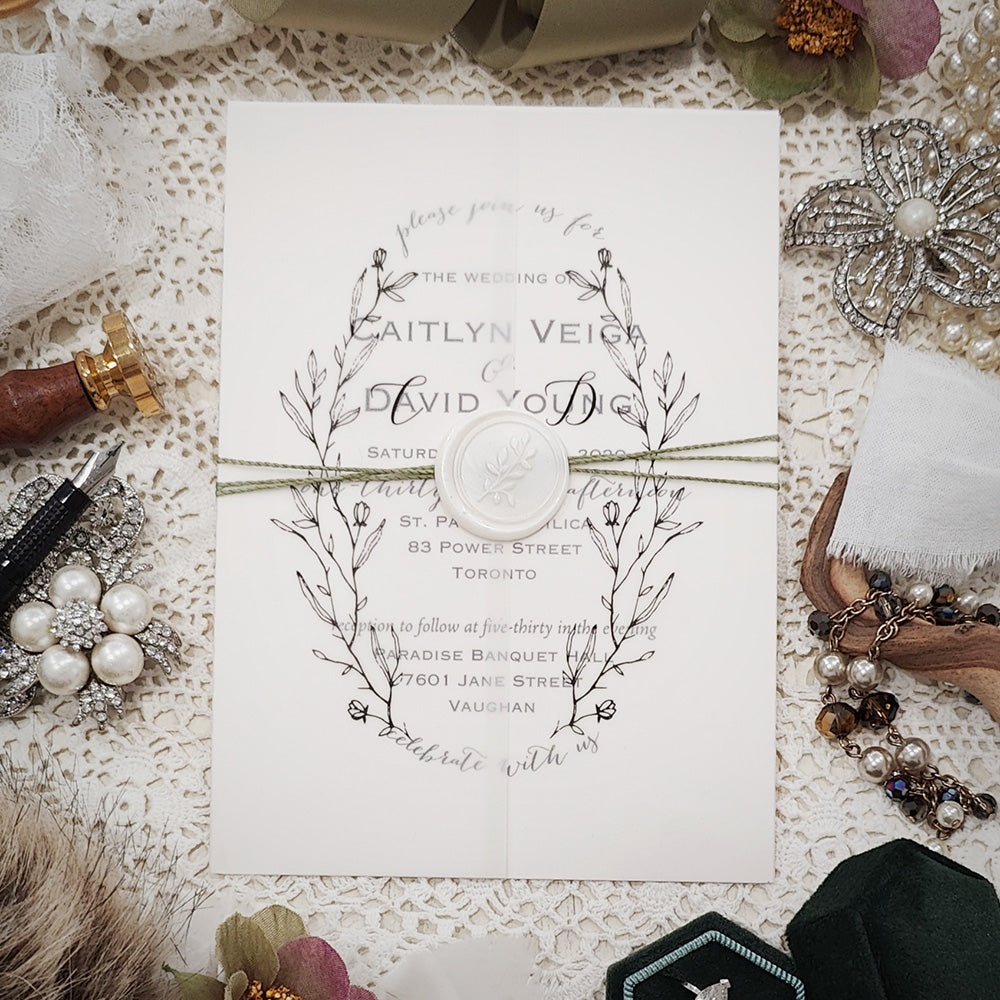 Vellum Wrap Wedding Invitation 3214