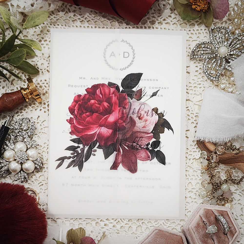 Vellum Wrap Wedding Invitation 3215