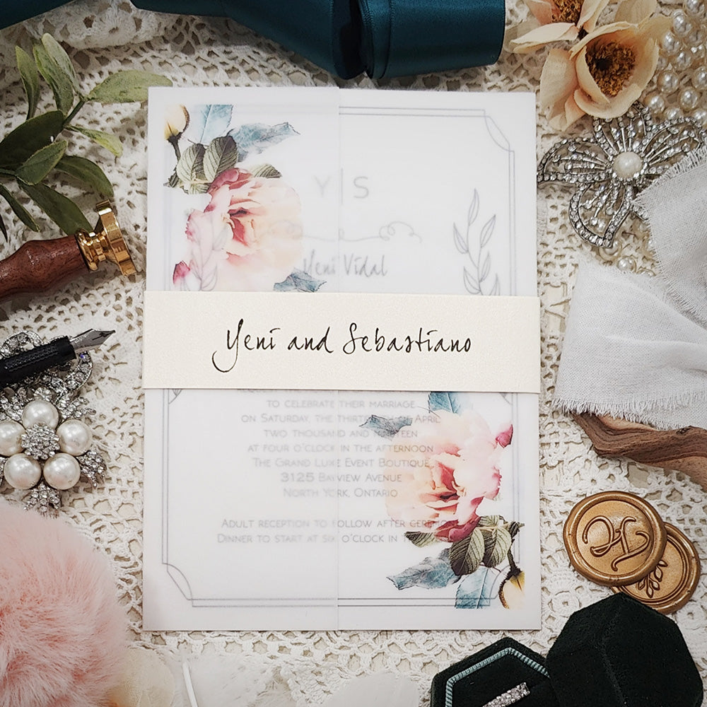 Vellum Wrap Wedding Invitation 3217