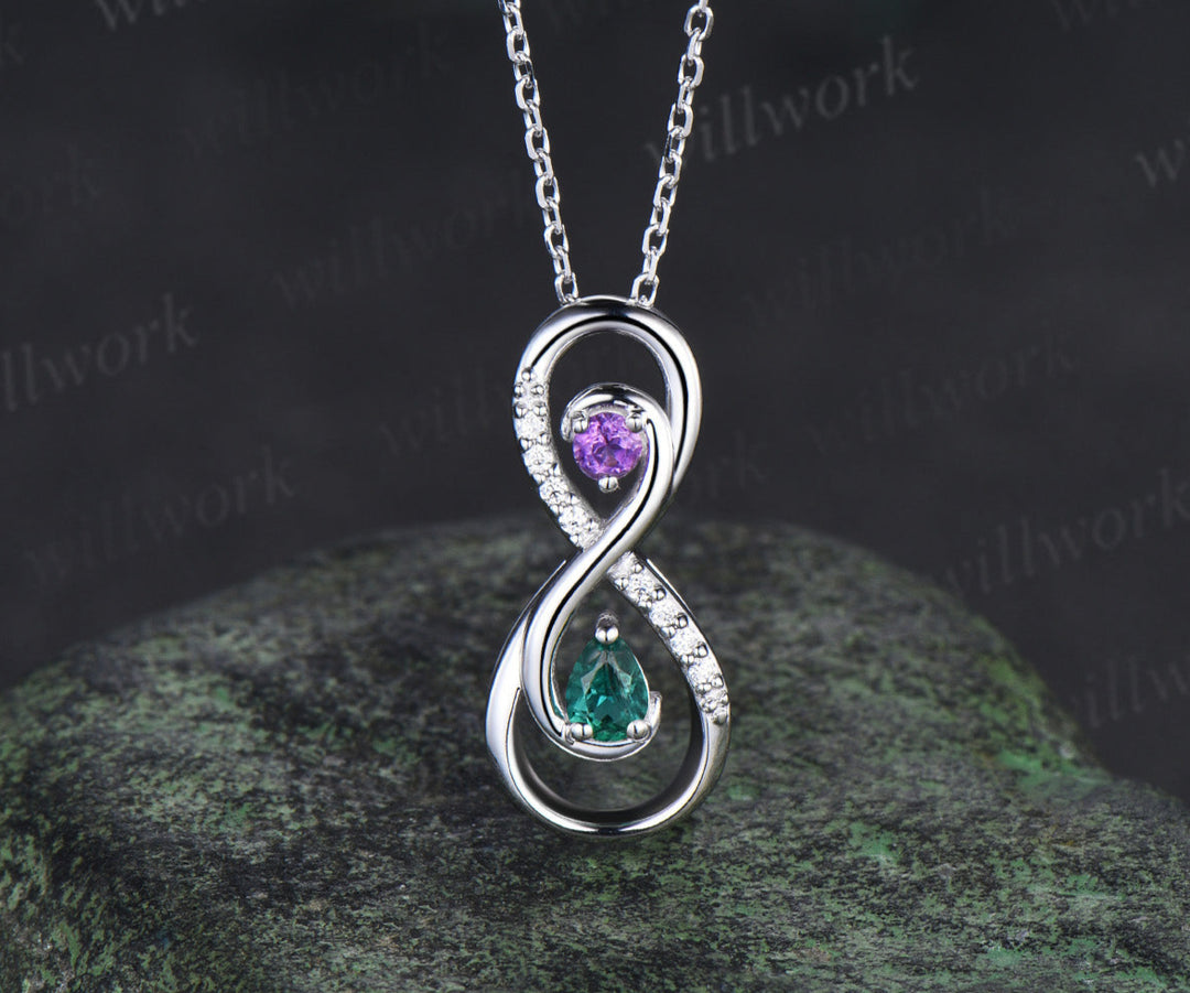 Infinity Pear Emerald Round Amethyst Pendant Necklace Toi Et Moi Necklace With Diamonds Unique Gifts For Women