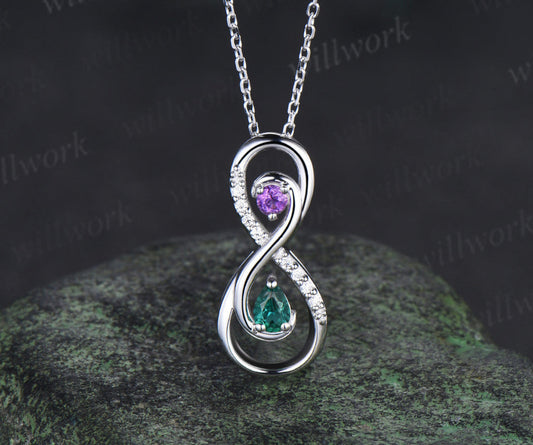 Infinity Pear Emerald Round Amethyst Pendant Necklace Toi Et Moi Necklace With Diamonds Unique Gifts For Women