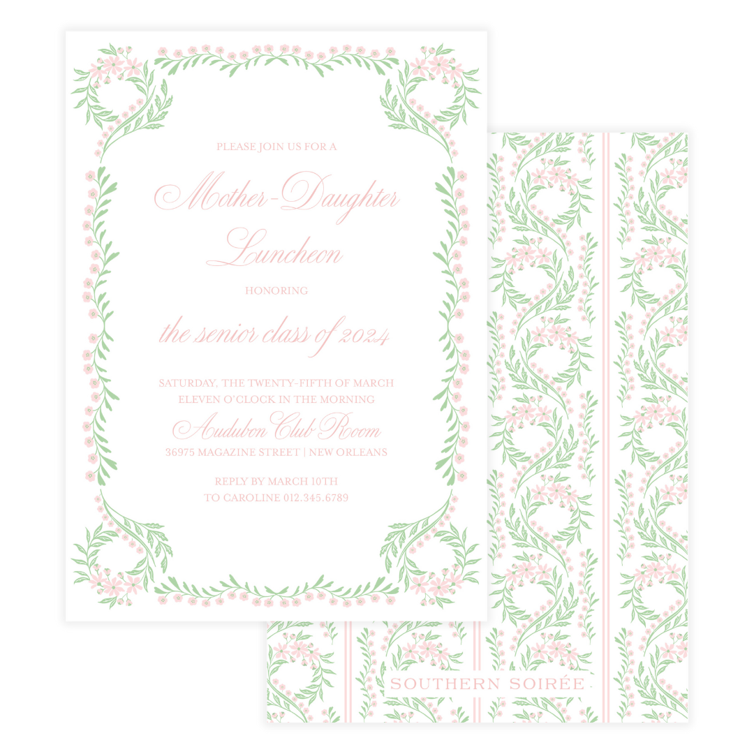 Chinoiserie Pink Block Invitation
