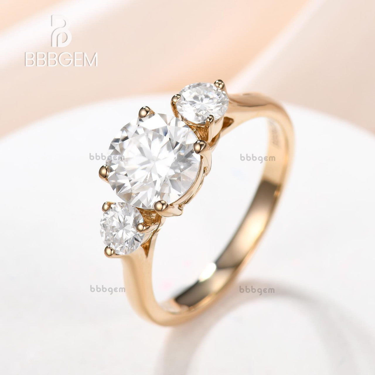 1.5CT Round Cut Moissanite Engagement Ring Three Stone Ring Anniversary Promise Ring