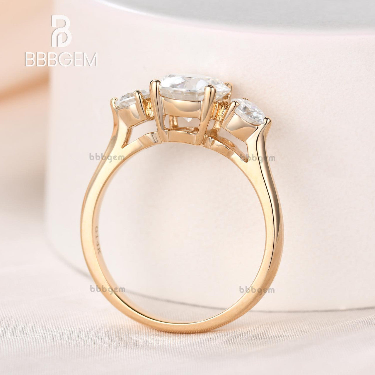 1.5CT Round Cut Moissanite Engagement Ring Three Stone Ring Anniversary Promise Ring