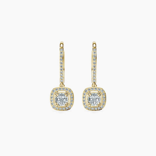 Halo Cushion Drop Earrings