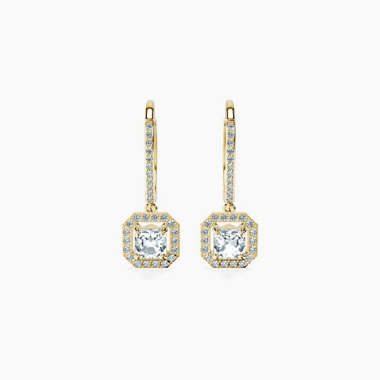 Halo Asscher Drop Earrings