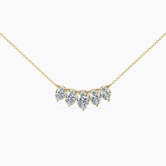 Graduated 5 Stone Oval Necklace