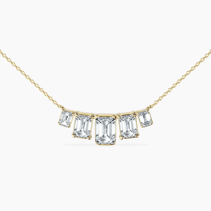 Graduated 5 Stone Emerald Necklace