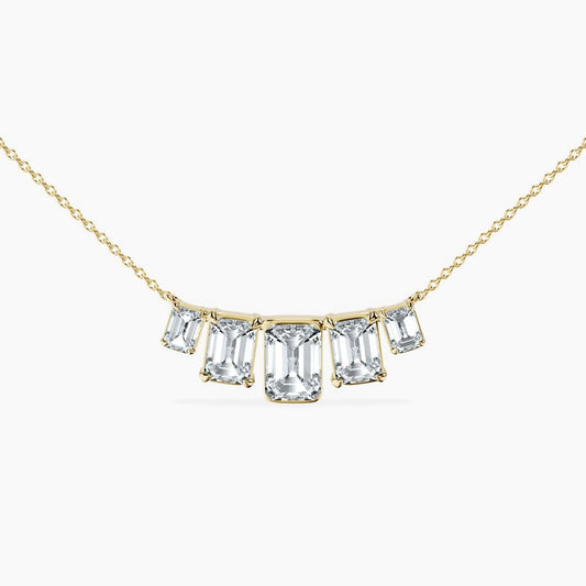 Graduated 5 Stone Emerald Necklace