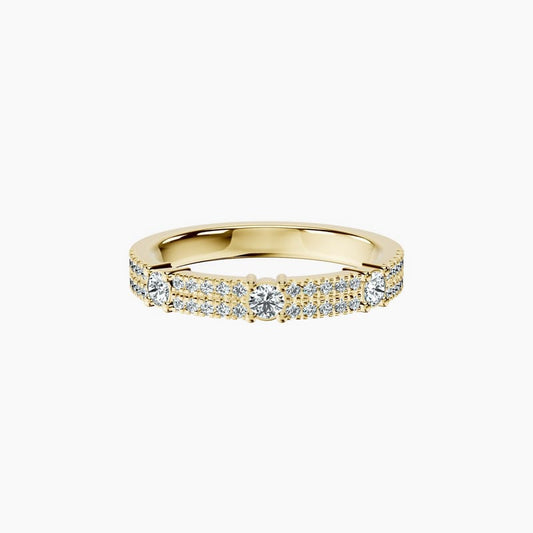 3 Stone With Pave Band