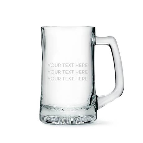 Custom Engraved 14 Oz. Glass Beer Mug - Custom Text