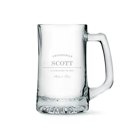 Custom Engraved 14 Oz. Glass Beer Mug - Established Groomsman
