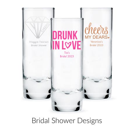 Custom Printed 2.5 oz. Tall Shot Glass Wedding Favor - Bridal Shower | More Occasions