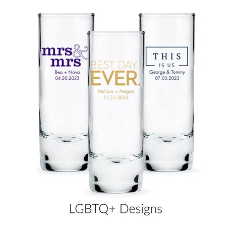Custom Printed 2.5 oz. Tall Shot Glass Wedding Favor - LGBTQ+ | More Designs