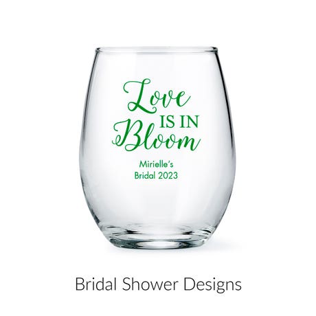 Personalized 9 oz. Stemless Wine Glass Wedding Favor - Bridal Shower | More Occasions