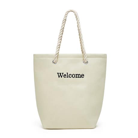 Personalized Cabana Nylon/Cotton Blend Beach Tote Bag - Natural