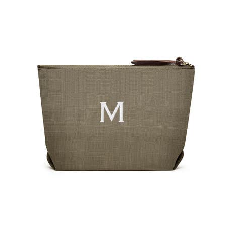 Personalized Napa Linen Makeup Bag - Olive Green - Unique Gift for Her