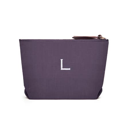 Personalized Napa Linen Makeup Bag - Plum / Purple - Unique Gift For Her