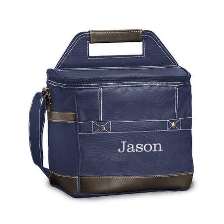 Personalized Dark Blue Insulated Cooler Bag - Monogram Embroidered