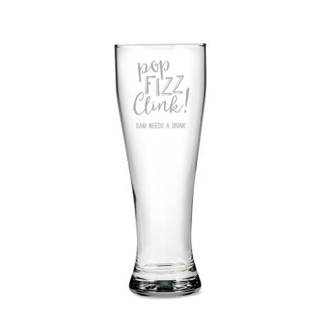 Custom Engraved 22 oz. Pilsner Glass - Pop Fizz Clink