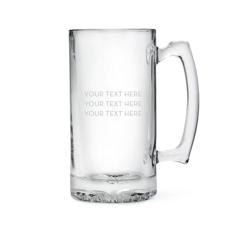 Custom Engraved 25 oz. Glass Beer Mug - Custom Text
