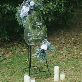 Unique Shaped Silver Mirror Wedding Sign CS079