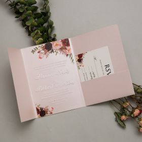 Burgundy Blush .04" Clear Acrylic Wedding Invitation With Blush Pocket CAPL002
