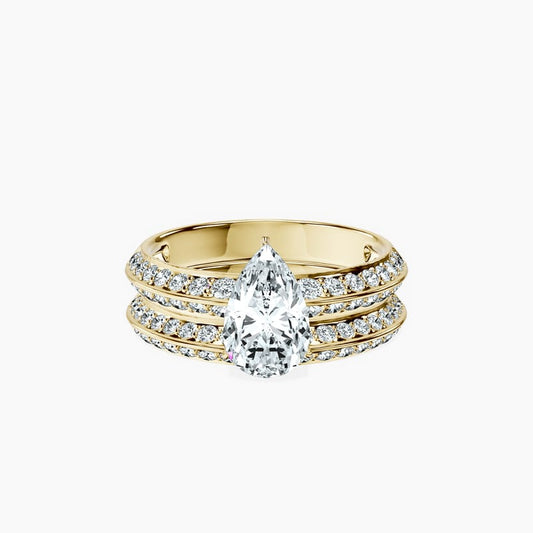 Knife Edge Pear Ring