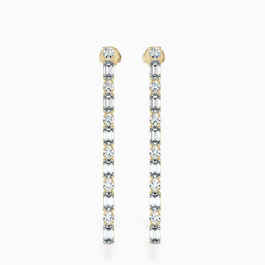 Dangling Emerald & Round Earrings