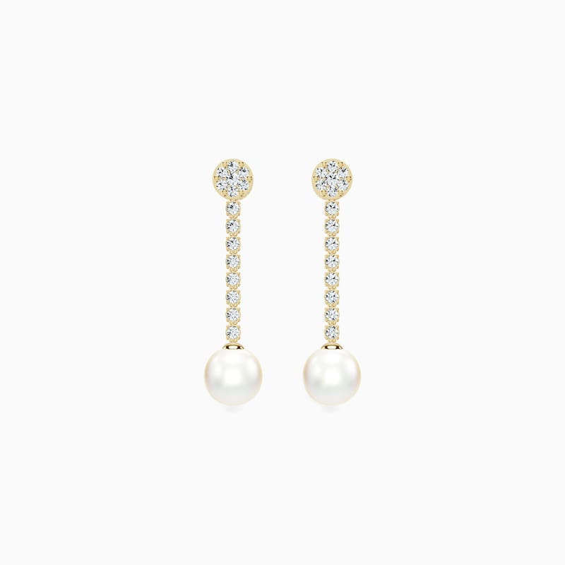 Dangling Diamond & Pearl Earrings