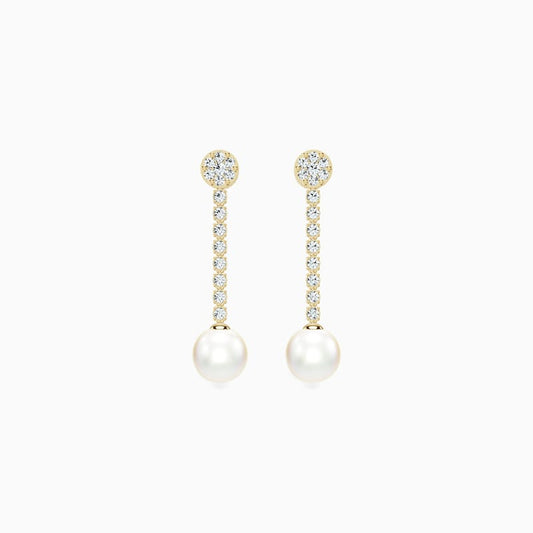 Dangling Diamond & Pearl Earrings