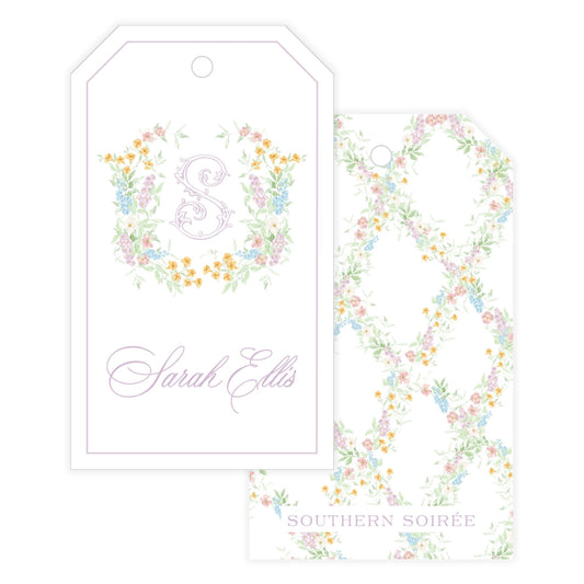 Butterfly Kisses Floral Crest Gift Tag