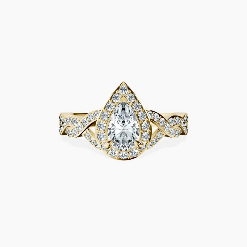 Halo Entwined Pear Ring