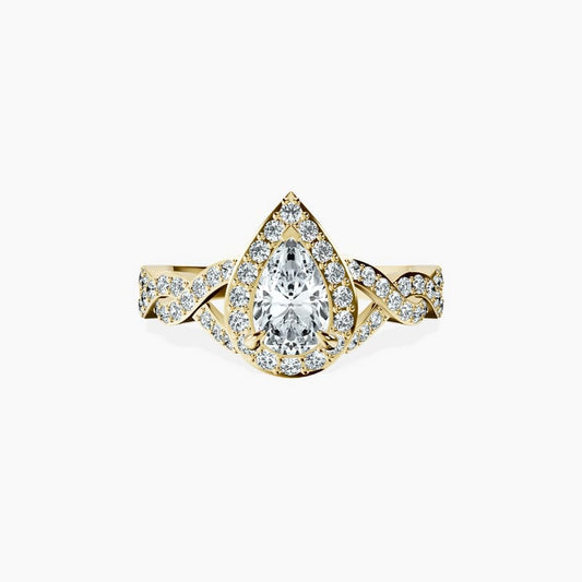 Halo Entwined Pear Ring