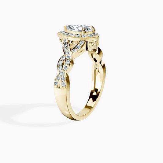 Halo Entwined Pear Ring