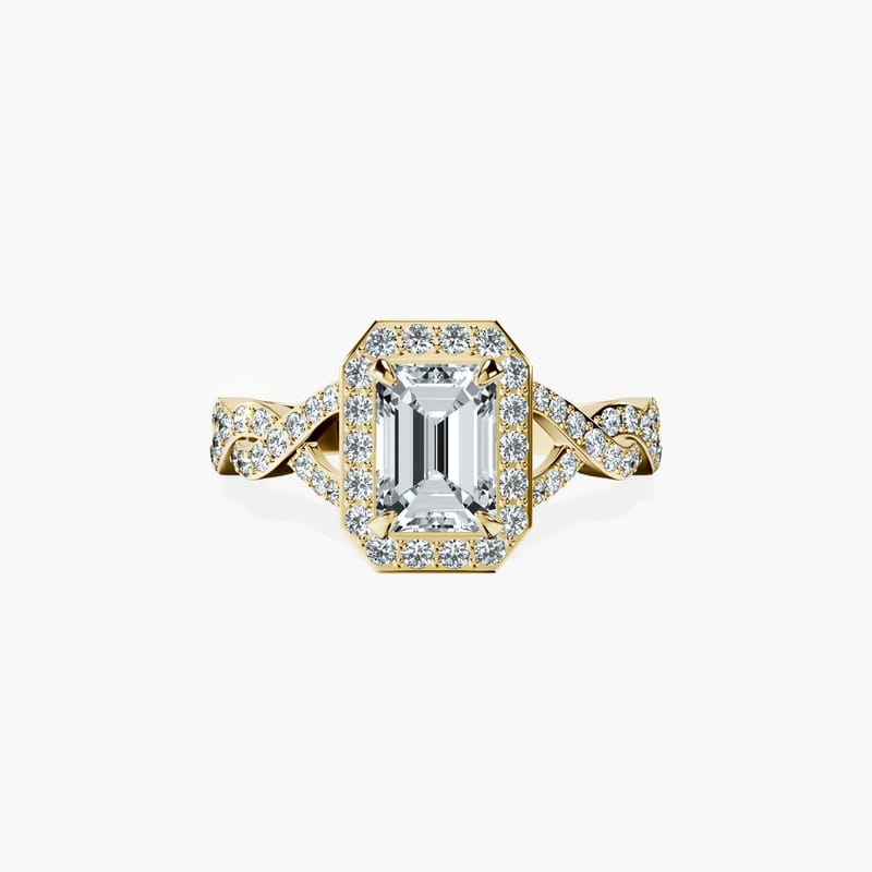 Halo Entwined Emerald Ring