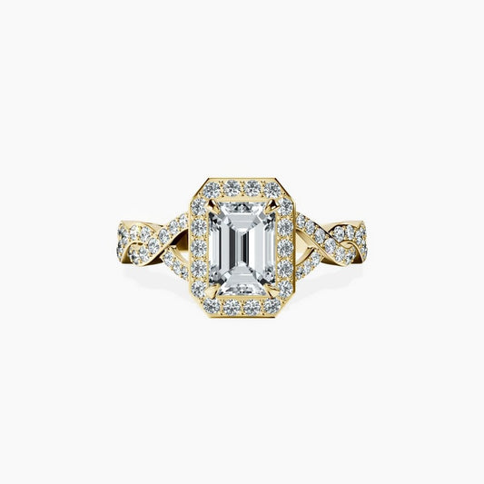 Halo Entwined Emerald Ring