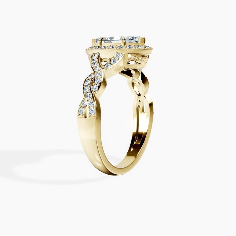 Halo Entwined Marquise Ring