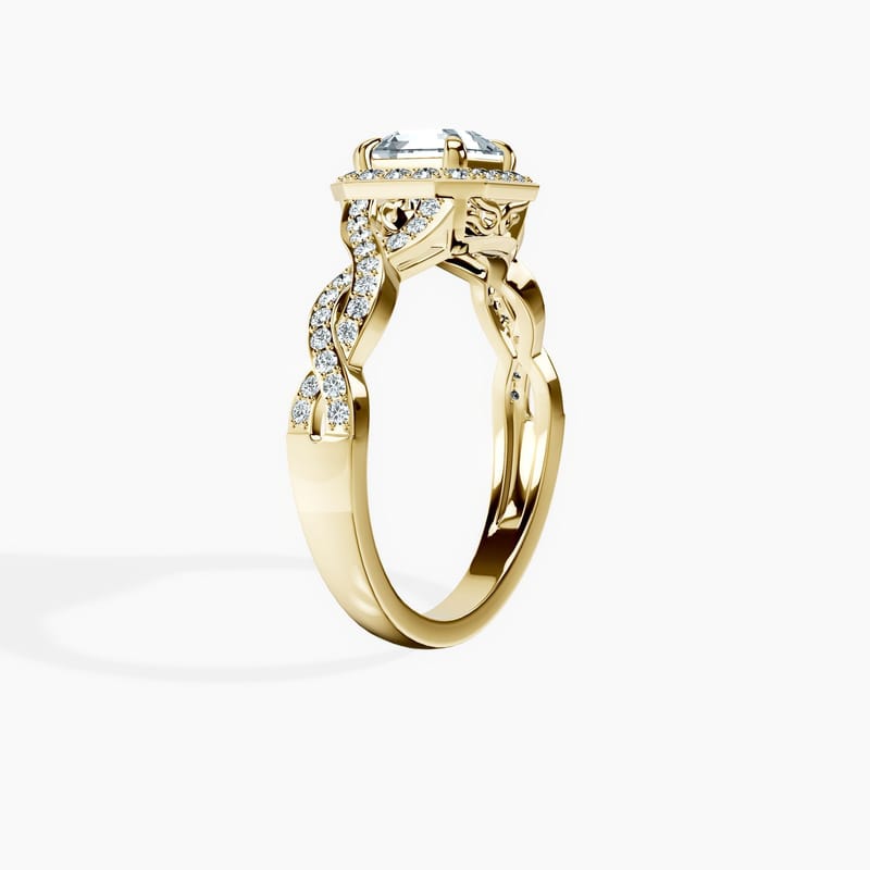 Halo Entwined Asscher Ring
