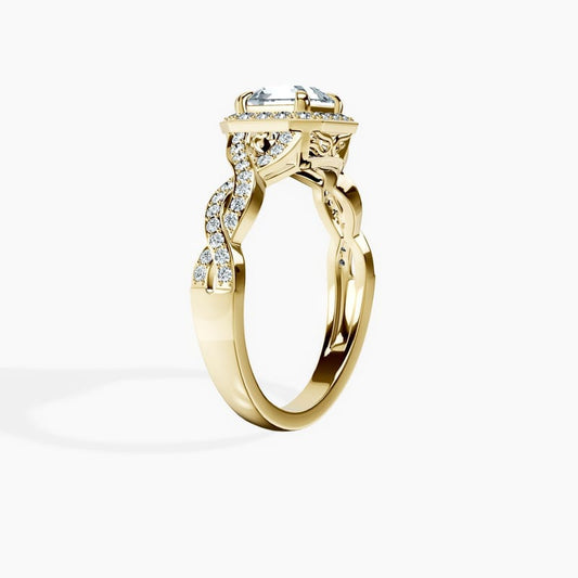 Halo Entwined Asscher Ring