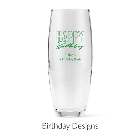 Personalized 9 oz. Stemless Toasting Champagne Flute Favor - Birthday | More Occasions
