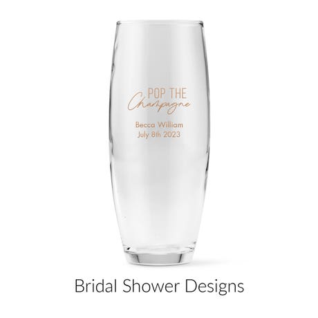 Personalized 9 oz. Stemless Toasting Champagne Flute Wedding Favor - Bridal Shower | More Occasions