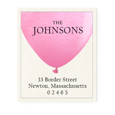 Hot Pink Balloon Return Address Labels